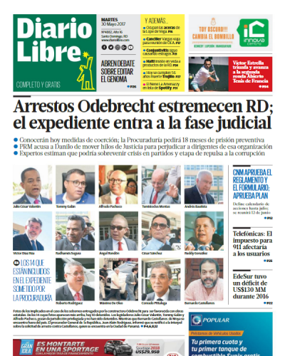 Portada Diario Libre, Miércoles 31 de Mayo del 2017