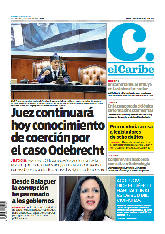 Portada El Caribe, Miércoles 31 de Mayo del 2017