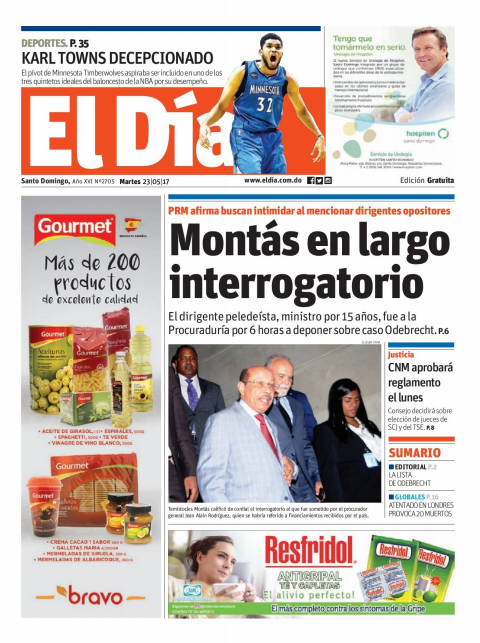 Portada El Día, Martes 23 de Mayo del 2017