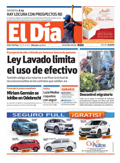 Portada El Día, Miércoles 24 de Mayo del 2017