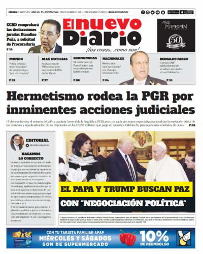 Portada El Nuevo Diario, Jueves 25 de Mayo del 2017
