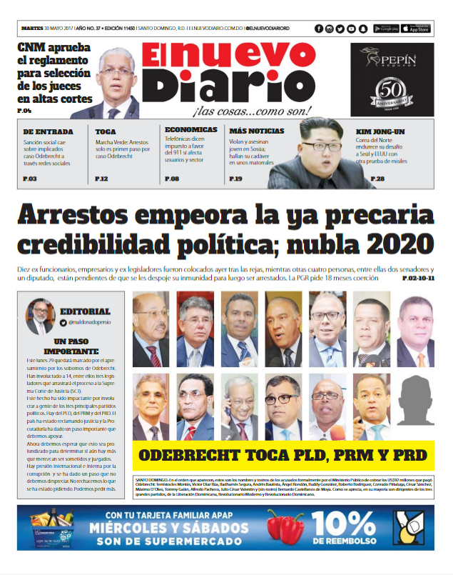 Portada El Nuevo Diario, Martes 30 de Mayo del 2017