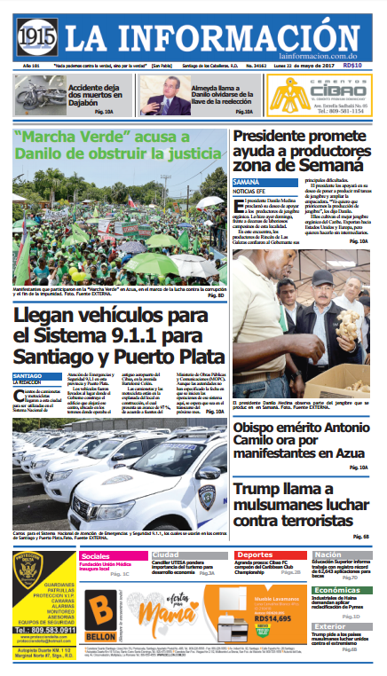 Portada La Información, Lunes 22 de Mayo del 2017