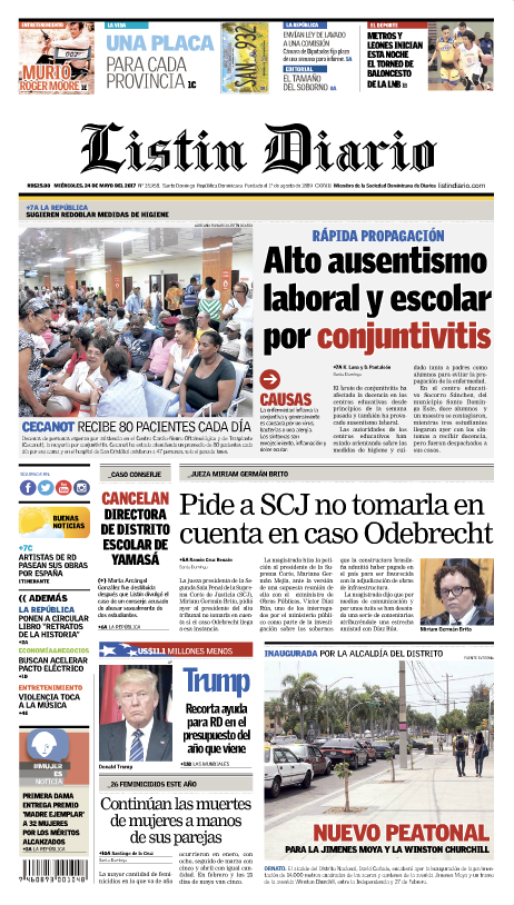 Portada Listín Diario, Miércoles 24 de Mayo del 2017
