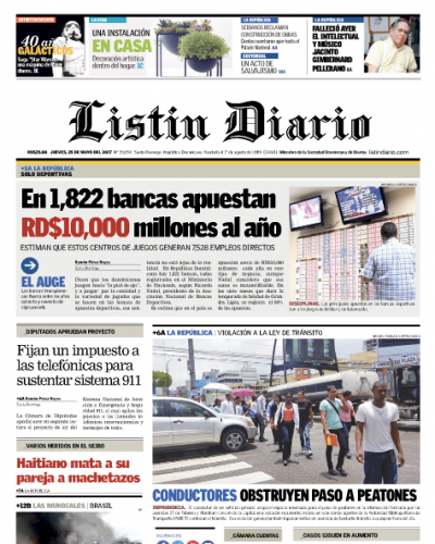 Portada Listín Diario, Viernes 26 de Mayo del 2017