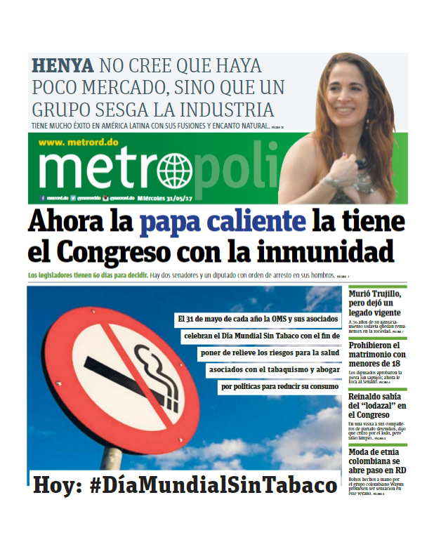 Portada Metro, Miércoles 31 de Mayo del 2017