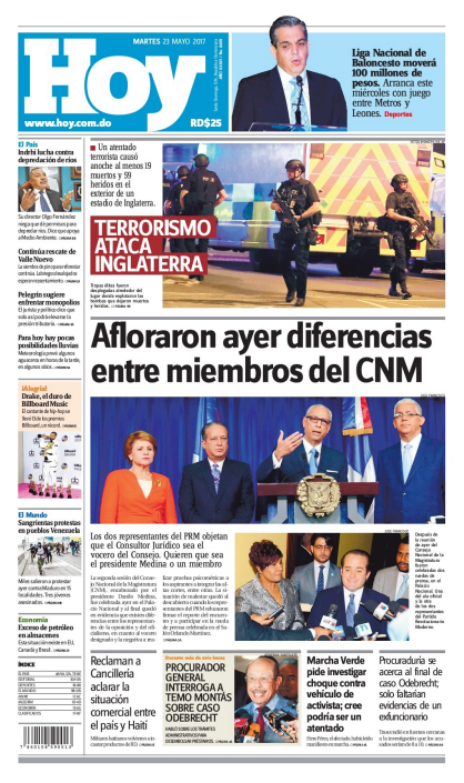 Portada Periódico Hoy, Martes 23 de Mayo del 2017