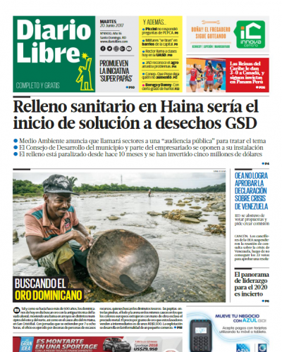 Portada Diario Libre, Martes 20 de Junio del 2017