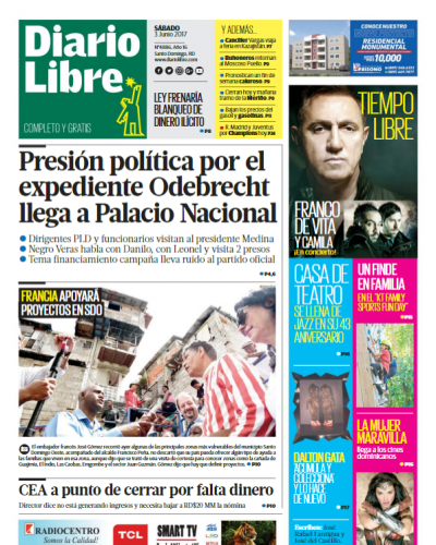 Portada Diario Libre, Sábado 3 de Junio del 2017