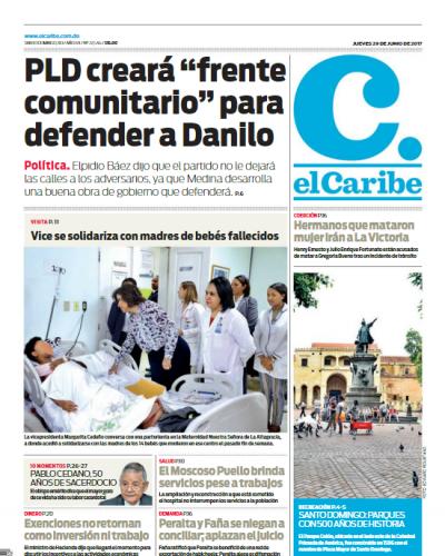 Portada El Caribe, Jueves 29 de Junio del 2017