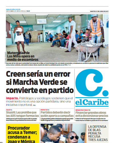 Portada El Caribe, Martes 27 de Junio del 2017