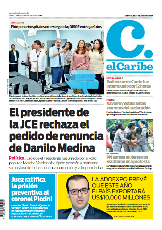 Portada El Caribe, Miércoles 21 de Junio del 2017