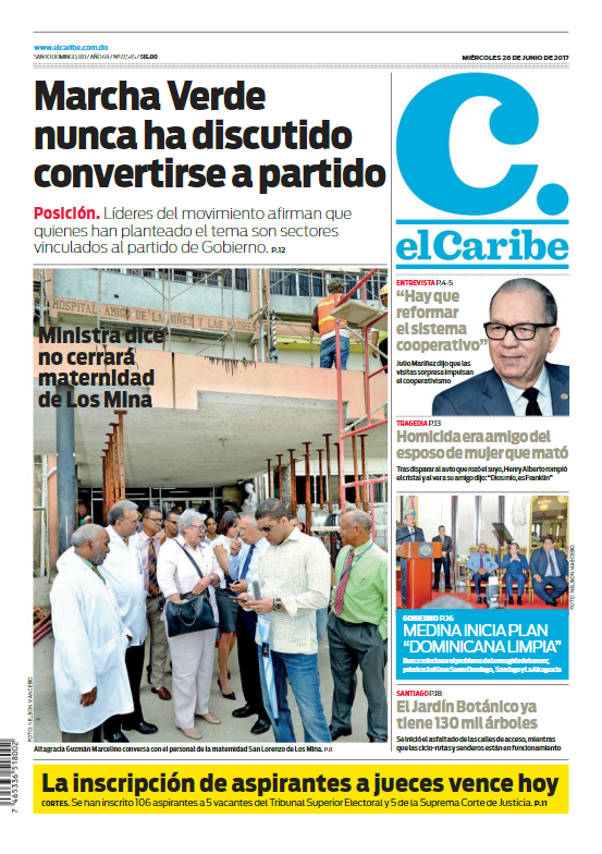 Portada El Caribe, Miércoles 28 de Junio del 2017