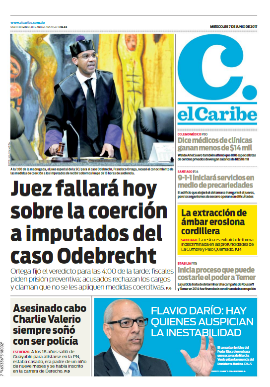 Portada El Caribe, Miércoles 7 de Junio del 2017