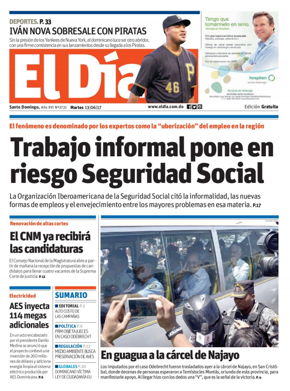 Portada El Día, Martes 13 de Junio del 2017