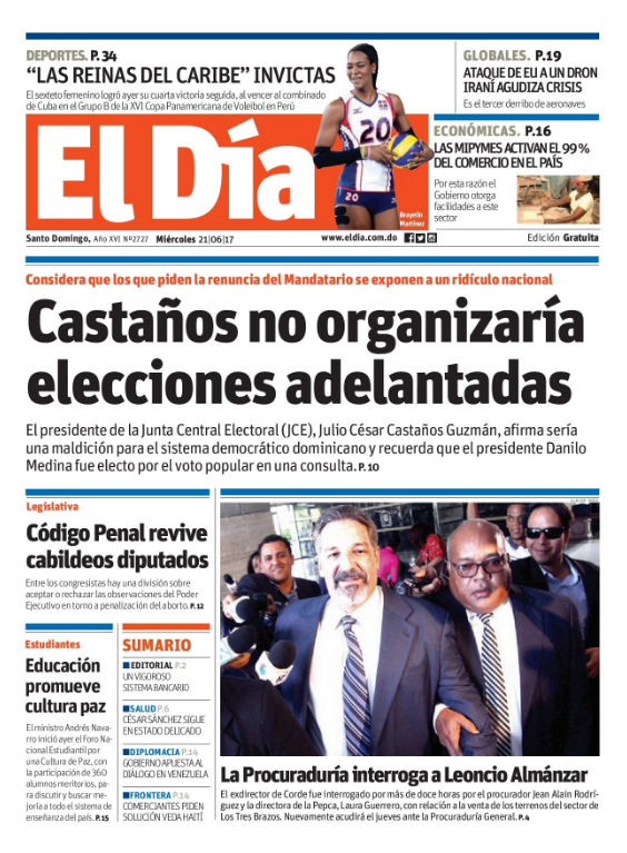 Portada El Día, Miércoles 21 de Junio del 2017