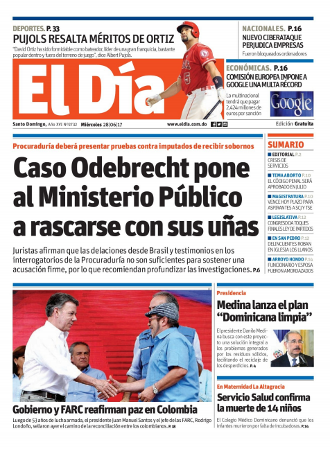 Portada El Día, Miércoles 28 de Junio del 2017