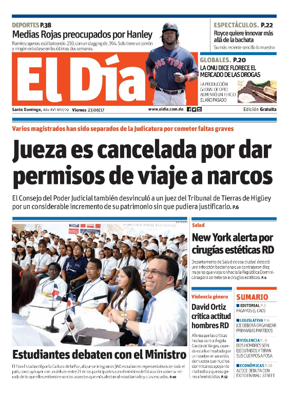 Portada El Día, Sábado 24 de Junio del 2017