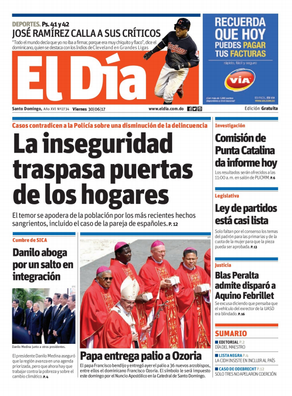 Portada El Día, Viernes 30 de Junio del 2017