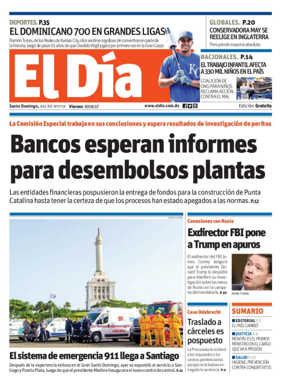 Portada El Día, Viernes 9 de Junio del 2017