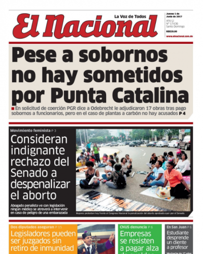 Portada El Nacional, Jueves 1 de Junio del 2017