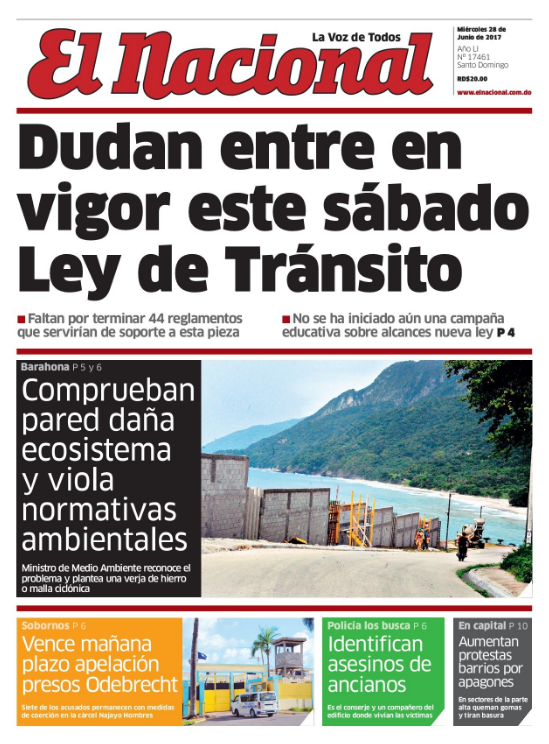 Portada El Nacional, Miércoles 28 de Junio del 2017