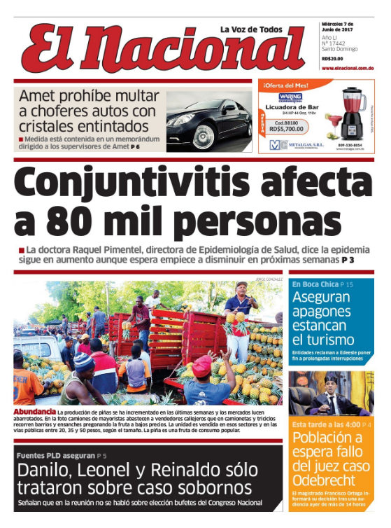 Portada El Nacional, Miércoles 7 de Junio del 2017
