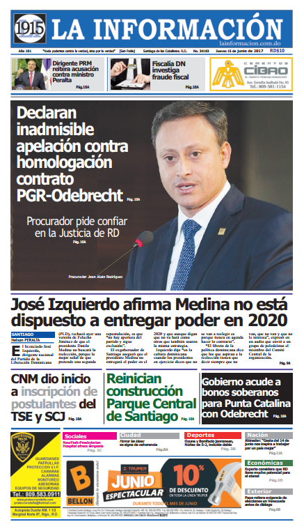 Portada La Información, Jueves 15 de Junio del 2017