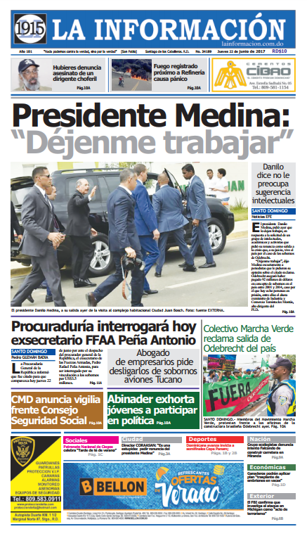 Portada La Información, Jueves 22 de Junio del 2017