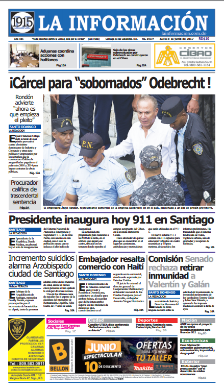 Portada La Información, Jueves 8 de Junio del 2017