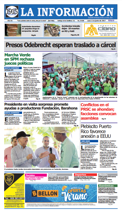 Portada La Información, Lunes 12 de Junio del 2017