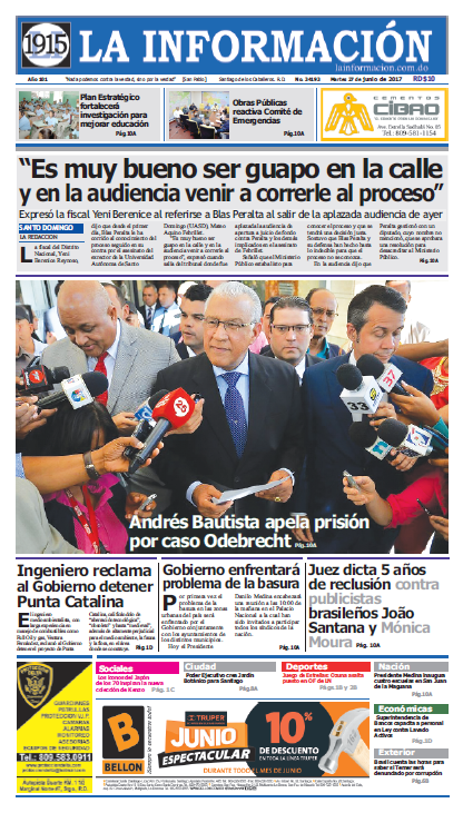 Portada La Información, Martes 27 de Junio del 2017