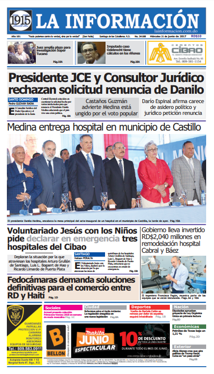 Portada La Información, Miércoles 21 de Junio del 2017