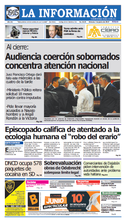 Portada La Información, Miércoles 7 de Junio del 2017
