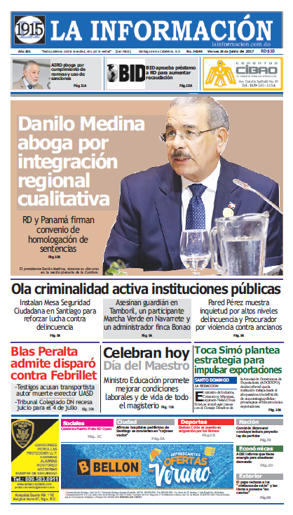 Portada La Información, Viernes 30 de Junio del 2017