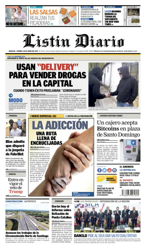 Portada Listín Diario, Viernes 30 de Junio del 2017