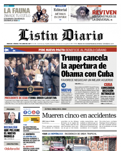 Portada Listín Diario, Sábado 17 de Junio del 2017