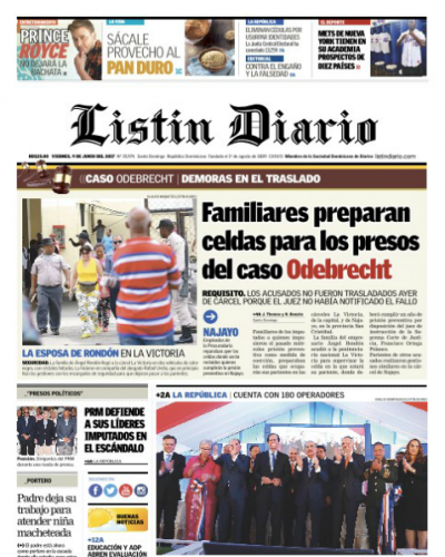 Portada Listín Diario, Viernes 9 de Junio del 2017