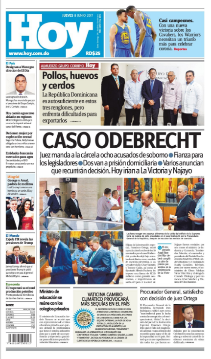 Portada Periódico Hoy, Jueves 8 de Junio del 2017