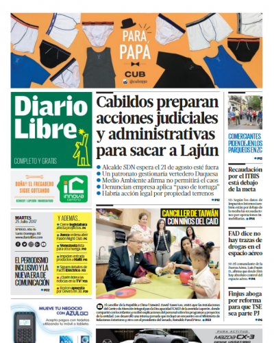 Portada Diario Libre, Martes 25 de Julio 2017