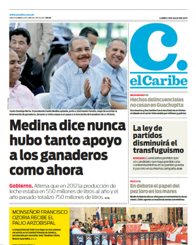 Portada El Caribe, Lunes 03 de Julio del 2017