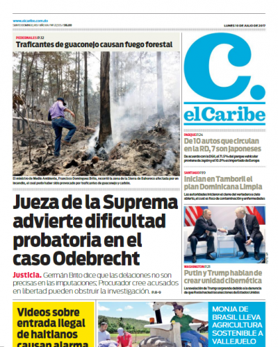 Portada El Caribe, Lunes 10 de Julio del 2017