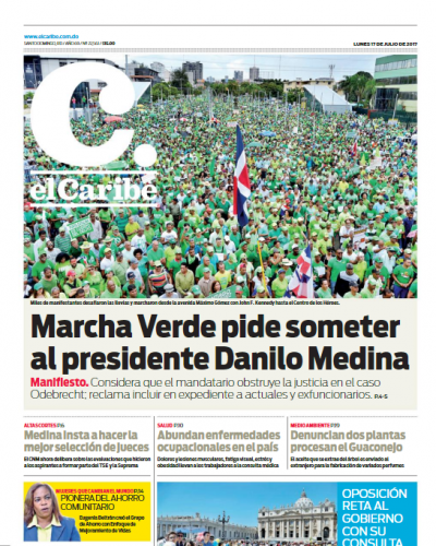 Portada El Caribe, Lunes 17 de Julio 2017