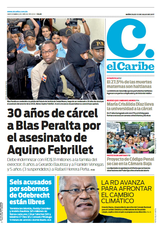 Portada El Caribe, Miércoles 12 de Julio del 2017