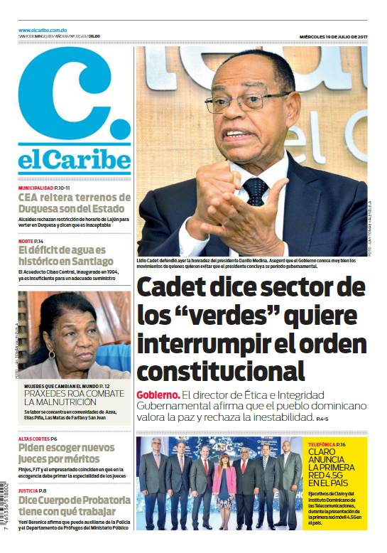 Portada El Caribe, Miércoles 19 de Julio 2017