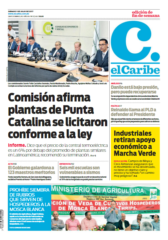 Portada El Caribe, Sábado 01 de Julio del 2017