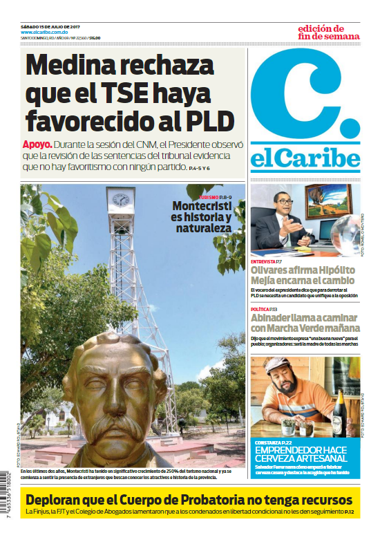 Portada El Caribe, Sábado 15 de Julio 2017