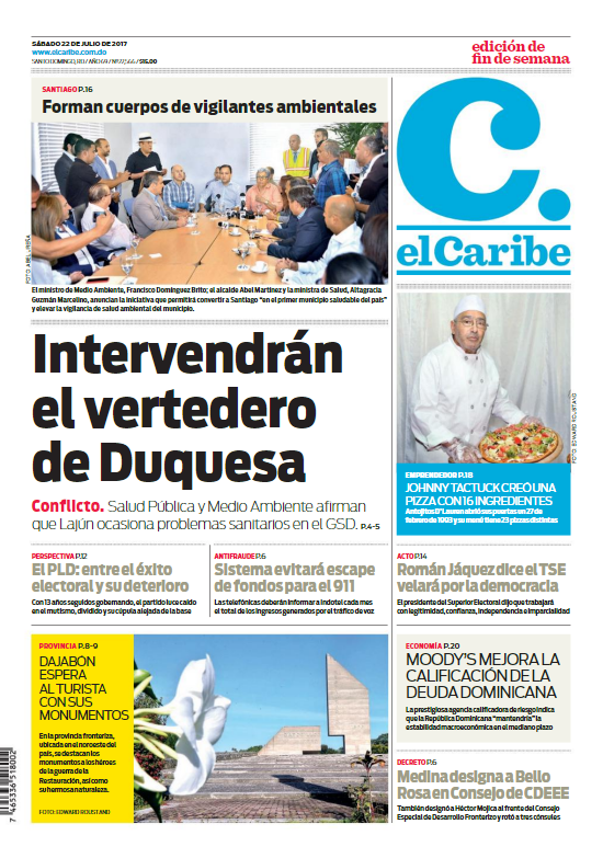 Portada El Caribe, Sábado 22 de Julio 2017