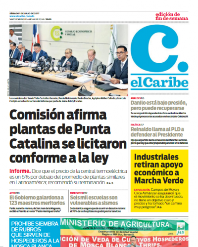 Portada El Caribe, Sábado 01 de Julio del 2017