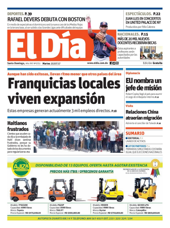 Portada El Día, Martes 25 de Julio 2017